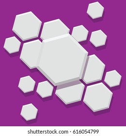 Abstract hexagonal background on violet background. Vector illustration