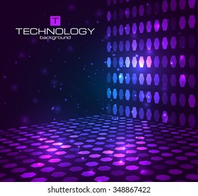 Abstract Hexagonal Background. Retro Disco Stage. Vector Illustration For Your Banners/templates.