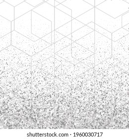 Abstract hexagonal background strewn with sparkles. Modern design element
