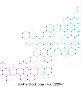 Abstract hexagonal background. Structure molecule DNA and chemical compounds. Medical, scientific or technological concept. Geometric polygonal graphics. Vector illustration