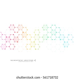 Abstract hexagonal background. Structure molecule DNA and chemical compounds. Medical, scientific or technological concept. Geometric polygonal graphics. Vector illustration