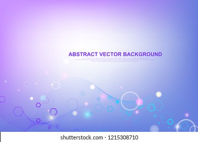 Abstract hexagonal background with waves. Hexagonal molecular structures. Futuristic technology background in science style. Graphic hex background for your design. Vector illustration.