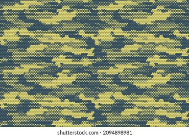 
Abstract hexagonal camouflage pattern, digital vector seamless background. Fashionable texture for textiles.