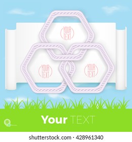 Abstract Hexagonal Chain Composition Vector on White Board for Your Quote Design