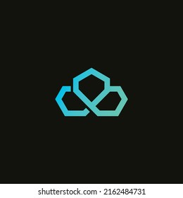 abstract hexagonal cloud vector logo