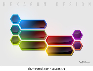 Abstract hexagonal design on the gray background.