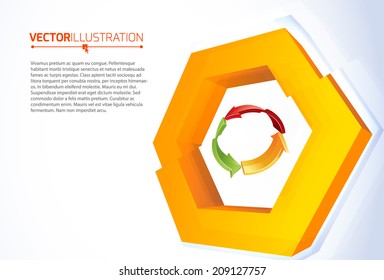 Abstract hexagonal design for your business promotional artwork. Graphic design for flyers, banners, presentations. Vector illustration.