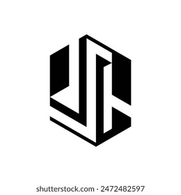 Abstract hexagonal emblem looklike letter J, G, C, L, S