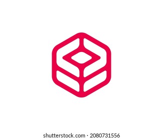 Abstract Hexagonal Flower or Box Flower Editable Logo