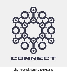 The abstract hexagonal geometric symbol. 