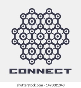 The abstract hexagonal geometric symbol. 