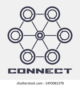 The abstract hexagonal geometric symbol. 