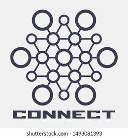The abstract hexagonal geometric symbol. 