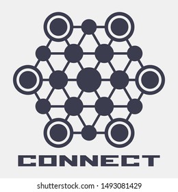 The abstract hexagonal geometric symbol. 