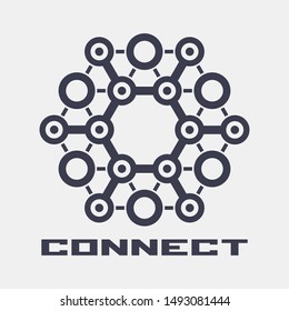 The abstract hexagonal geometric symbol. 