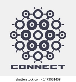 The abstract hexagonal geometric symbol. 
