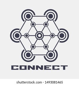 The abstract hexagonal geometric symbol. 