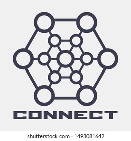 The abstract hexagonal geometric symbol. 