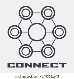 The abstract hexagonal geometric symbol. 