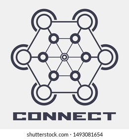 The abstract hexagonal geometric symbol. 
