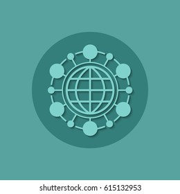 Abstract hexagonal globe element. Global communication and connection. 