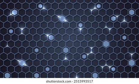 Abstracte hexagonale gloeiende vectorachtergrond. Technologie hexagon rasterpatroon.