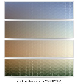 Abstract hexagonal headers set, blurred design vector. 