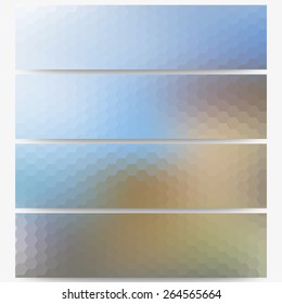 Abstract hexagonal headers set, blurred design vector.