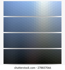 Abstract hexagonal headers set, blurred design vector.
