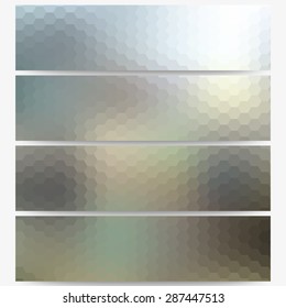 Abstract hexagonal headers set, blurred design vector.