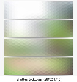 Abstract hexagonal headers set, blurred design vector.
