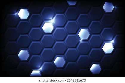 Abstract hexagonal honeycomb background with seamless geometric pattern, digital mesh texture, molecular structure design, and futuristic grid connection for modern technology, science, healthcare.