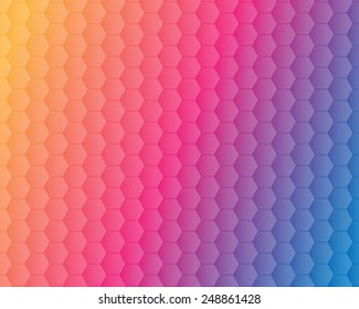 Abstract hexagonal honeycomb pattern on colorful background