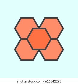 abstract hexagonal icon vector with outline