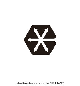 abstract hexagonal letter c arrows geometric symbol logo vector