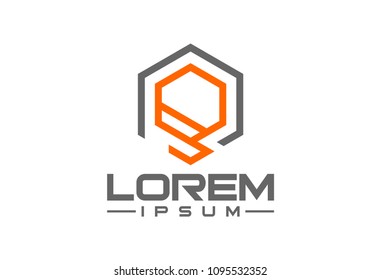 abstract hexagonal line logo concept