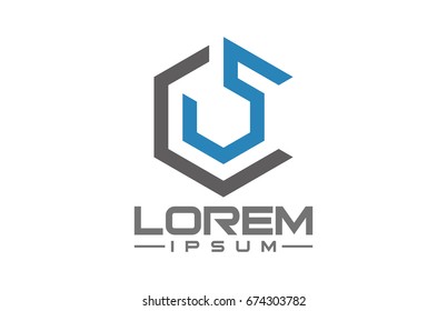 abstract hexagonal line logo concept