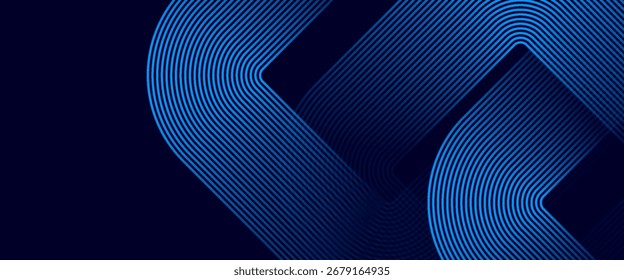 Linha hexagonal abstrata sobre fundo azul escuro. Design moderno de arte de linha geométrica. fundo abstrato.