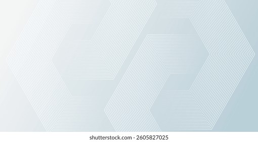 Abstract hexagonal lines on a gray background, featuring geometric stripe line art. Perfect for posters, brochures, covers, websites, and banners.