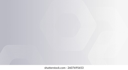 Abstract hexagonal lines on a gray background, featuring geometric stripe line art. Perfect for posters, brochures, covers, websites, and banners.
