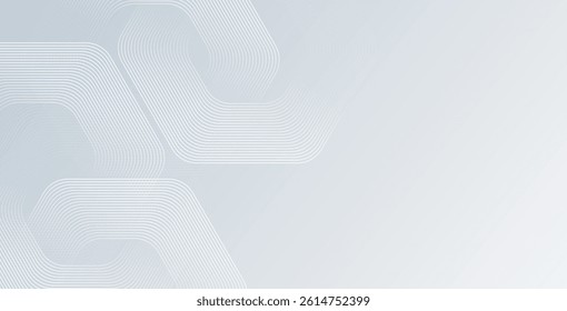 Abstract hexagonal lines on a gray background, featuring geometric stripe line art. Perfect for posters, brochures, covers, websites, and banners.