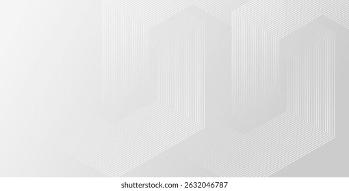 Abstract hexagonal lines on a gray background, featuring geometric stripe line art. Perfect for posters, brochures, covers, websites, and banners.