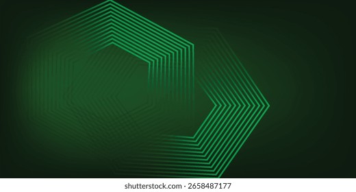 Abstractas líneas hexagonales sobre un fondo verde. Diseño geométrico de arte de línea para carteles, volantes, cubiertas, Sitios web y Anuncios.

