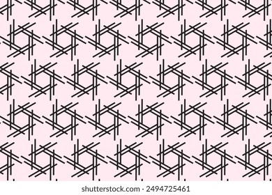 Abstract hexagonal lines with a pink background are used for the printing of cloths.
