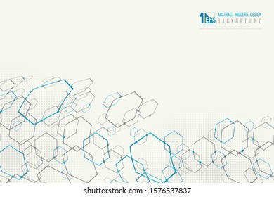 Abstract hexagonal of modern technology design decoration background. Decorate for poster, artwork, ad, template design. illustration vector eps10