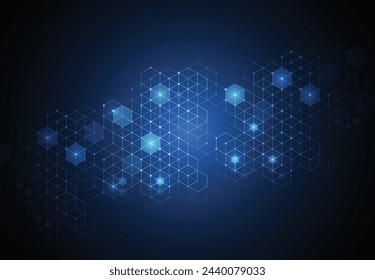 Abstract hexagonal molecular design. Blockchain structures in technology background and science style. Medical design. Vector illustration