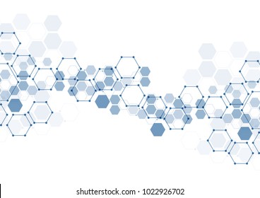 Abstract hexagonal molecular structures in technology background and science style. Medical design. Vector illustration