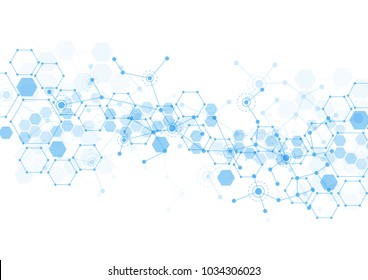 Abstract hexagonal molecular structures in technology background and science style. Medical design. Vector illustration