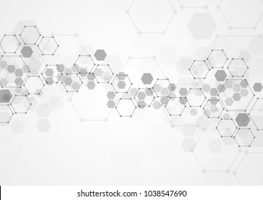 Abstract hexagonal molecular structures in technology background and science style. Medical design. Vector illustration