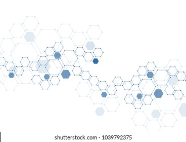 Abstract hexagonal molecular structures in technology background and science style. Medical design. Vector illustration